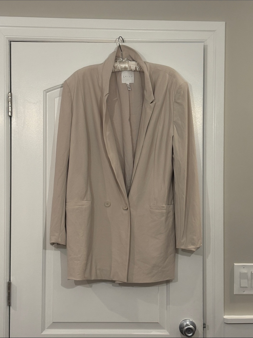 Leith Taupe Single-Breasted Longline Blazer